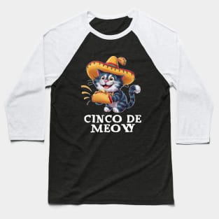 Cinco De Meow Funny Cat De mayo Fiesta  Taco Cat Cute Baseball T-Shirt